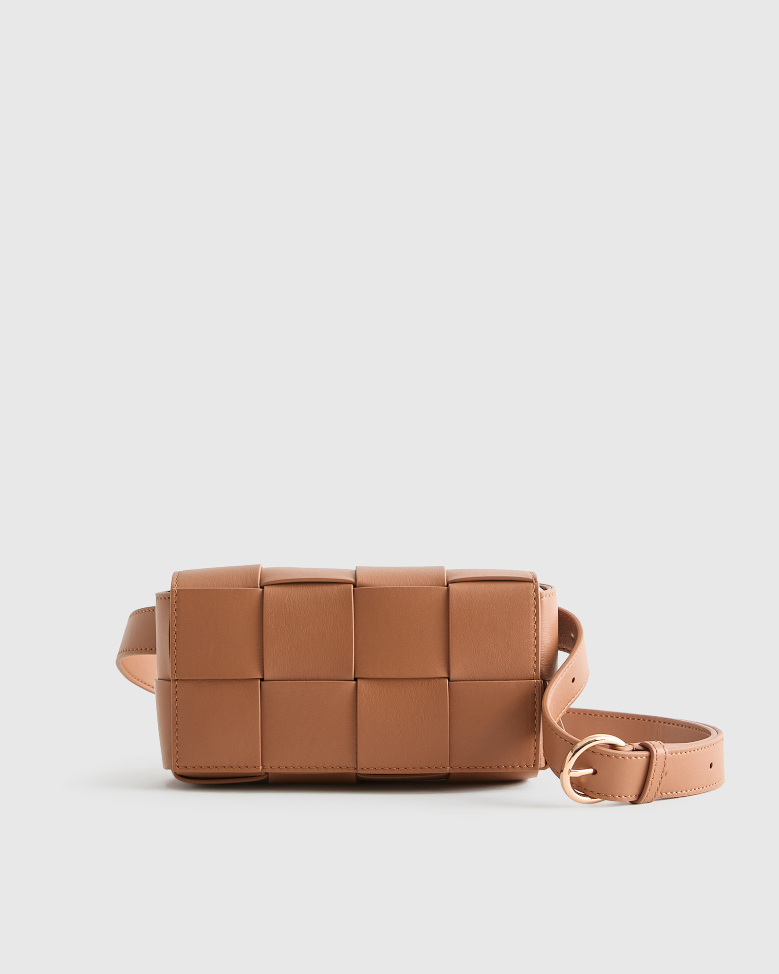 Woven leather caramel tote bag, Bottega Cassette dupe
