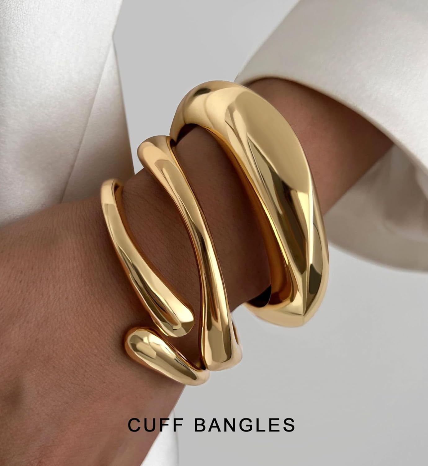 Gold cuff bracelet with screw motif, Cartier Love dupe