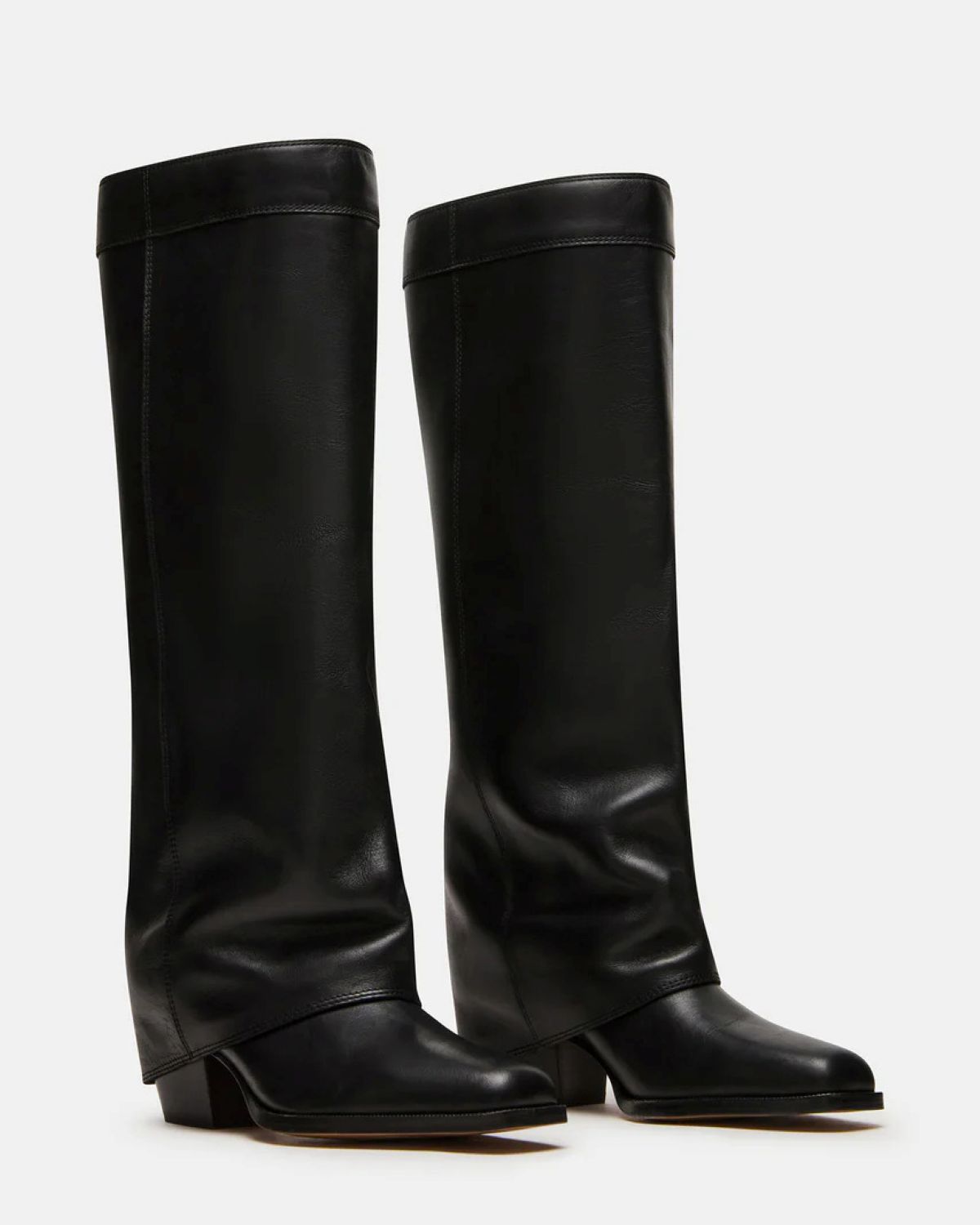 Black fold-over lock boot, Givenchy Shark Lock dupe by Steve Madden Winnick