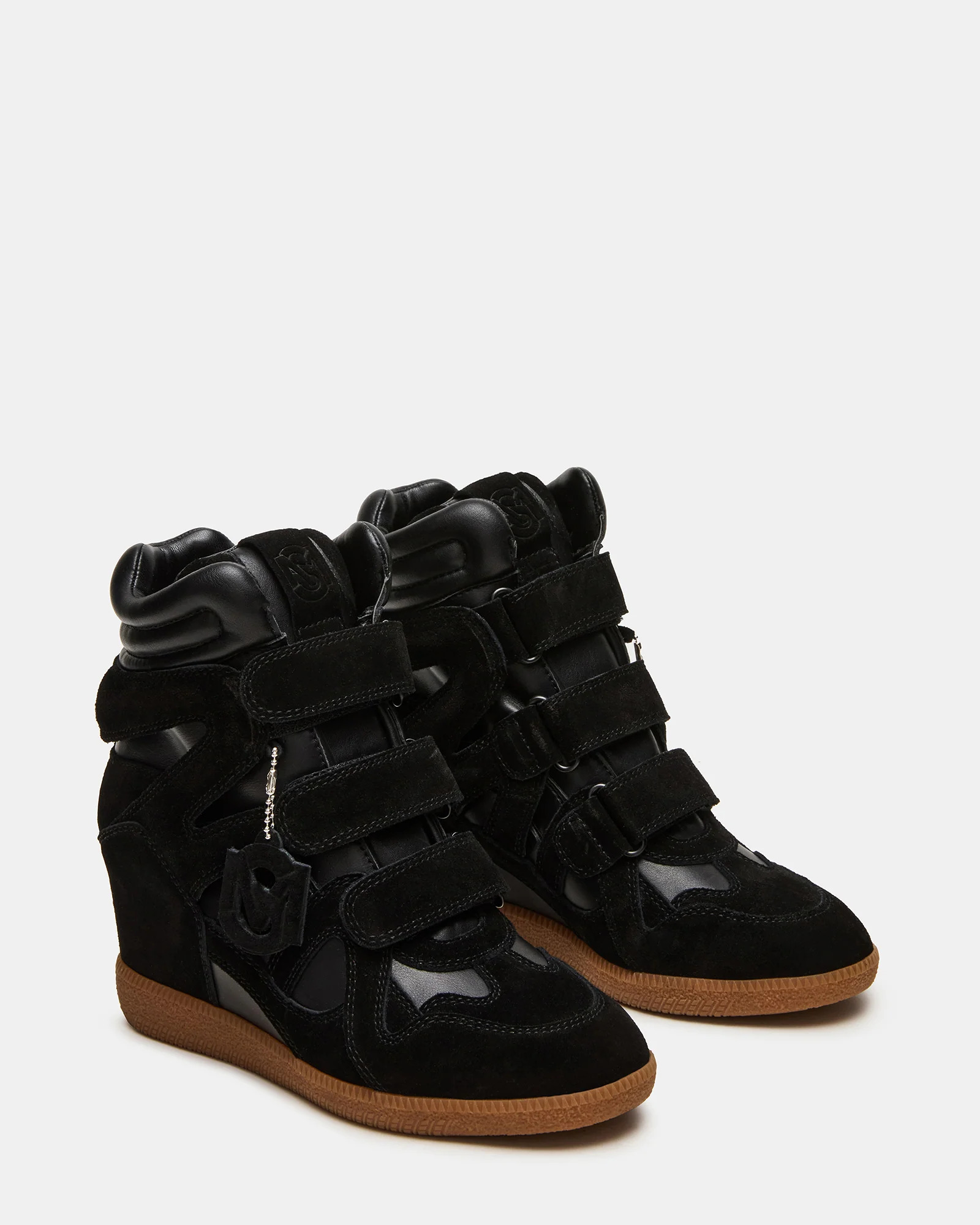 Black suede wedge sneaker, Isabel Marant Bekett dupe by Steve Madden Mavis