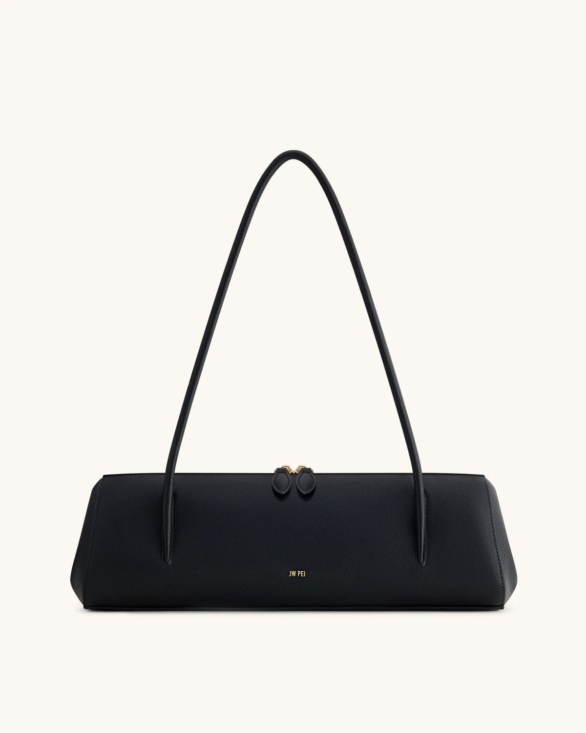 Minimalist black east-west shoulder bag, Mansur Gavriel Helios dupe by Nova