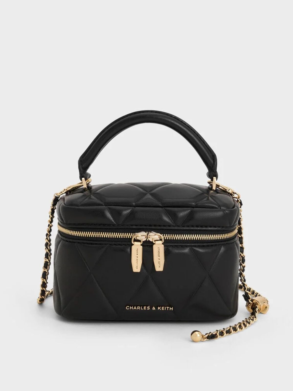 Quilted top-handle vanity bag, Saint Laurent Gaby dupe by Charles & Keith Arwen
